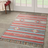 Nourison Baja Tribal Grey/Red 5' x 7' Area Rug, Easy Clean, Non Shedding, Bed Room, Living Room, Dining Room, Kitchen (5x7)