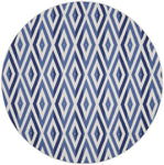 Nourison Whimsicle Diamond Ivory Blue 8' x Round Area Rug, Easy Cleaning, Non Shedding, Bed Room, Living Room, Dining Room, Kitchen (8 Round)