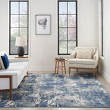 Nourison Grafix Abstract Navy Blue 5'3" x 7'3" Area -Rug, Easy -Cleaning, Non Shedding, Bed Room, Living Room, Dining Room, Kitchen (5x7)
