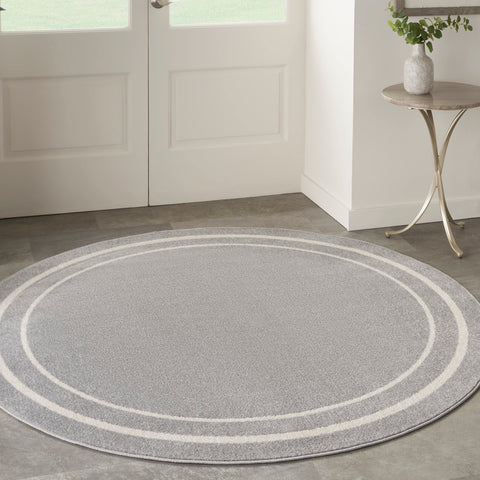 Nourison Essentials 6' x Round Grey/Ivory Contemporary Indoor/Outdoor Rug