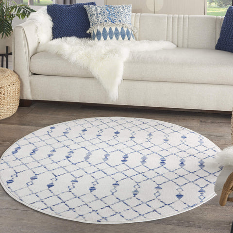 Nourison Whimsicle Moroccan Ivory 5' x Round Area Rug, Easy Cleaning, Non Shedding, Bed Room, Living Room, Dining Room, Kitchen (5 Round)