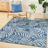 Nourison Garden Oasis Indoor/Outdoor Navy 5' x 7' Area Rug, Easy Cleaning, Non Shedding, Bed Room, Living Room, Dining Room, Backyard, Deck, Patio (5x7)