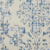 Nourison Jubilant Damask Ivory/Blue 3' x 5' Area-Rug, Easy-Cleaning, Non Shedding, Bed Room, Living Room, Dining Room, Kitchen (3x5)