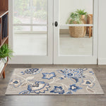 Nourison Aloha Indoor/Outdoor Modern Blue Grey 2'8" x 4' Area Rug, Easy Cleaning, Non Shedding, Bed Room, Living Room, Dining Room, Backyard, Deck, Patio (3x4)