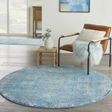 Nourison Passion Transitional Tribal Blue 5' Round Area Rug