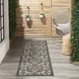 Nourison Aloha Indoor/Outdoor Grey/Charcoal 2'3" x 8' Area Rug, Transitional, French Country, Easy Cleaning, Non Shedding, Bed Room, Kitchen, Living Room, Deck, Backyard, (8' x Runner)