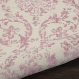 Nourison Jubilant Damask Ivory/Pink 2'3'' x 7'3'' Area-Rug, Easy-Cleaning, Non Shedding, Bed Room, Living Room, Dining Room, Kitchen (2x7)