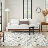 Nourison Washables Floral Ivory Multicolor 4' x 6' Area -Rug, Easy -Cleaning, Non Shedding, Bed Room, Living Room, Dining Room, Kitchen (4x6)