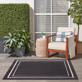 Nourison Essentials 60" Square Fabric Indoor/Outdoor Rug in Black Ivory