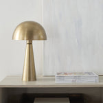 Nourison 16" Antique Gold Metal Mushroom Table Lamp, Modern, Retro, Desk Light for Bedroom, Dining, Office, Entryway
