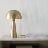 Nourison 16" Antique Gold Metal Mushroom Table Lamp, Modern, Retro, Desk Light for Bedroom, Dining, Office, Entryway