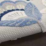 Nourison Aloha Indoor/Outdoor Blue/Grey 2'3" x 12' Area Rug, Floral, Contemporary, Easy-Cleaning, Non-Shedding, Bed Room, Living Room, Deck, Backyard, (12' x Runner)