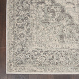 Nourison Tranquil Traditional Ivory/Grey 2'3" x 7'3" Area Rug, Easy Cleaning, Non Shedding, Bed Room, Living Room, Dining Room, Kitchen (2x7)