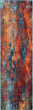 Nourison Celestial Red/Blue Atlantic 2'2" x 7'6" Area -Rug, Contemporary, Abstract, Easy -Cleaning, Non Shedding, Bed Room, Living Room, Dining Room, Kitchen, (8' x Runner)