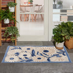 Nourison Aloha 3' x 4' Blue Gray Fabric Contemporary Area Rug (3' x 4')