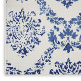 Nourison Whimsicle Damask Ivory Navy 6' x 9' Area Rug, Easy Cleaning, Non Shedding, Bed Room, Living Room, Dining Room, Kitchen (6x9)