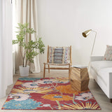 Nourison Allur Red Multicolor 5'3" x 7'3" Area Rug, Modern, Floral, Bed Room, Living Room, Dining Room, Kitchen, Easy Cleaning, Non Shedding, (5' x 7')