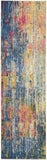 Nourison Celestial Blue/Yellow 2' x 6' Area Rug, Contemporary, Abstract, Easy Cleaning, Non Shedding, Bed Room, Living Room, Dining Room, Kitchen, (6' x Runner)