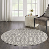 Nourison Jubilant Trellis Grey 5'3" x Round Area -Rug, Easy -Cleaning, Non Shedding, Bed Room, Living Room, Dining Room, Kitchen (5 Round)