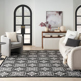 Nourison Aloha 42x66 Modern Fabric Rug in Black White Finish