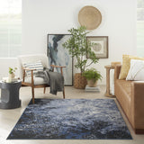 Nourison Passion All-Over Design Light Blue Black 3'9" x 5'9" Area Rug, Easy Clean, Non Shedding, Bed Room, Living Room, Dining Room, Kitchen (4x6)