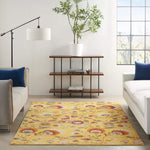 Nourison Allur Floral Yellow Multicolor 5'3" x 7'3" Area -rug, Easy -cleaning, Non Shedding, Bed Room, Living Room, Dining Room, Kitchen (5x7)