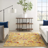 Nourison Allur Floral Yellow Multicolor 5'3" x 7'3" Area -rug, Easy -cleaning, Non Shedding, Bed Room, Living Room, Dining Room, Kitchen (5x7)