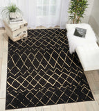 Nourison Grafix Moroccan Black 5'3" x 7'3" Area -Rug, Easy -Cleaning, Non Shedding, Bed Room, Living Room, Dining Room, Kitchen (5x7)