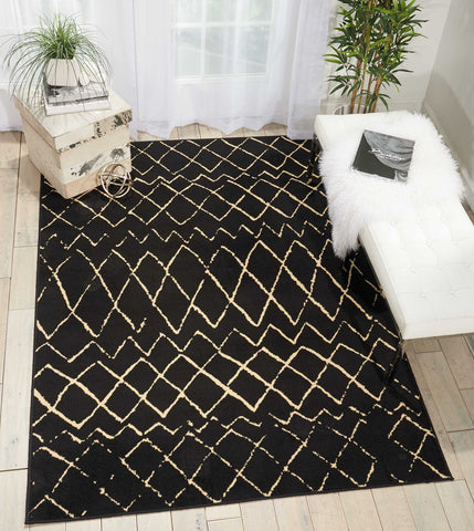 Nourison Grafix Moroccan Black 5'3" x 7'3" Area -Rug, Easy -Cleaning, Non Shedding, Bed Room, Living Room, Dining Room, Kitchen (5x7)