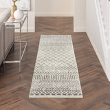 Nourison Passion Bohemian Ivory/Grey 2'2" x 7'6" Area Rug, Easy Clean, Non Shedding, Bed Room, Living Room, Dining Room, Kitchen (2x8)