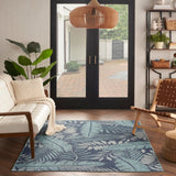 Nourison Garden Oasis Indoor-Outdoor Navy 5' x 7' Area Rug, Easy-Cleaning, Non Shedding, Bed Room, Living Room, Dining Room, Backyard, Deck, Patio (5x7)