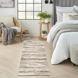 Nourison Eco-Friendly Modern Ivory Multicolor 2'2" x 7'6 Area Rug, Easy Clean, Non Shedding, Bed Room, Living Room, Dining Room, Kitchen (2x8)