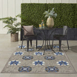 Nourison Aloha Indoor/Outdoor Grey/Blue 3'6" x 5'6" Area Rug, Easy Clean, Non Shedding, Bed Room, Living Room, Dining Room, Deck, Backyard, Patio (4x6)