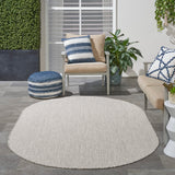 Nourison Courtyard Indoor/Outdoor Ivory/Silver 5' x 8' Oval Area Rug, Easy Cleaning, Non Shedding, Bed Room, Living Room, Dining Room, Backyard, Deck, Patio (5x8 Oval)