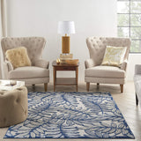 Nourison Aloha Indoor/Outdoor Ivory/Navy 5'3" x 7'5" Area Rug, Easy Cleaning, Non Shedding, Bed Room, Living Room, Dining Room, Backyard, Deck, Patio (5x7)