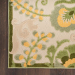 Nourison Aloha Indoor/Outdoor Ivory Green 2' x 6' Area Rug, Easy-Cleaning, Non Shedding, Bed Room, Living Room, Dining Room, Backyard, Patio, Deck (2x6)