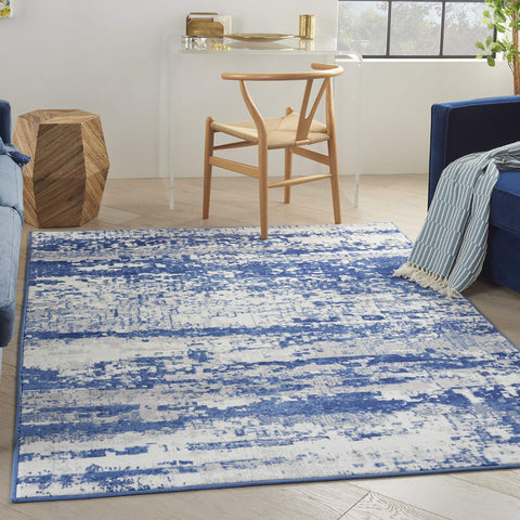 Nourison Whimsicle Artistic Ivory Navy 5' x 7' Area Rug, Easy Cleaning, Non Shedding, Bed Room, Living Room, Dining Room, Kitchen (5x7)