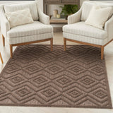 Nourison Versatile Brown 5' x 7' Indoor/Outdoor Area Rug, Easy Cleaning, Non Shedding, Living Room, Bedroom, Dining Room, Patio, Deck