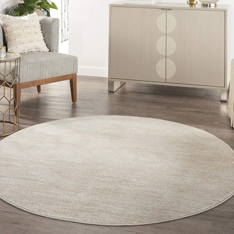 Nourison Essentials Indoor/Outdoor Ivory Beige 6' x Round Area Rug, Easy Cleaning, Non Shedding, Bed Room, Living Room, Dining Room, Backyard, Deck, Patio (6 Round)