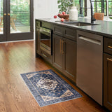Nourison Brilliance Machine Washable Traditional Denim 2' x 3'9" Area -Rug, Easy -Cleaning, Non Shedding, Bed Room, Living Room, Dining Room, Kitchen (2x4)