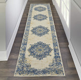 Nourison Grafix 2'3" x 12' White Transitional Indoor Rug
