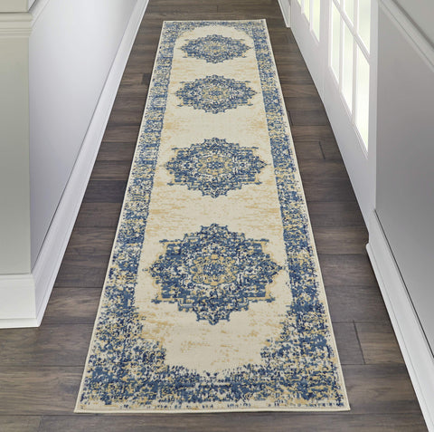 Nourison Grafix 2'3" x 12' White Transitional Indoor Rug