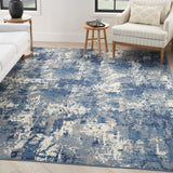 Nourison Grafix Abstract Navy Blue 5'3" x 7'3" Area -Rug, Easy -Cleaning, Non Shedding, Bed Room, Living Room, Dining Room, Kitchen (5x7)