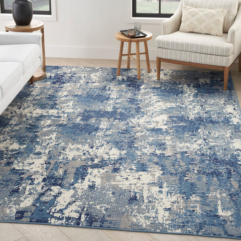 Nourison Grafix Abstract Navy Blue 5'3" x 7'3" Area -Rug, Easy -Cleaning, Non Shedding, Bed Room, Living Room, Dining Room, Kitchen (5x7)