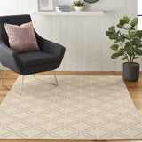 Nourison Jubilant Trellis Ivory/Pink 4' x 6' Area -Rug, Easy -Cleaning, Non Shedding, Bed Room, Living Room, Dining Room, Kitchen (4x6)