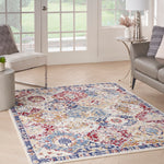 Nourison Grafix Vintage Blue Multicolor 3'9" x 5'9" Area -Rug, Easy -Cleaning, Non Shedding, Bed Room, Living Room, Dining Room, Kitchen (4x6)