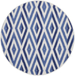 Nourison Whimsicle Diamond Ivory Blue 5' x Round Area Rug, Easy Cleaning, Non Shedding, Bed Room, Living Room, Dining Room, Kitchen (5 Round)
