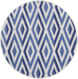 Nourison Whimsicle Diamond Ivory Blue 5' x Round Area Rug, Easy Cleaning, Non Shedding, Bed Room, Living Room, Dining Room, Kitchen (5 Round)