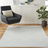 Nourison Jubilant Floral Ivory/Light Blue 4' x 6' Area-Rug, Easy-Cleaning, Non Shedding, Bed Room, Living Room, Dining Room, Kitchen (4x6)