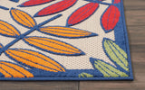 Nourison Aloha Indoor/Outdoor Multicolor 2'8" x 4' Area Rug, Tropical, Botanical, Easy Cleaning, Non Shedding, Bed Room, Kitchen, Living Room, Deck, Backyard, (3' x 4')